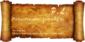 Petschinger Lucián névjegykártya